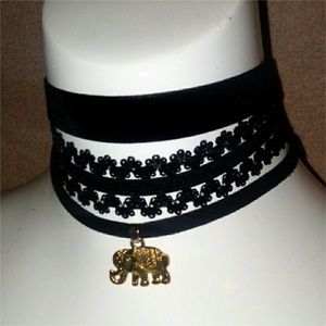 Elephant Pendent Layered Choker